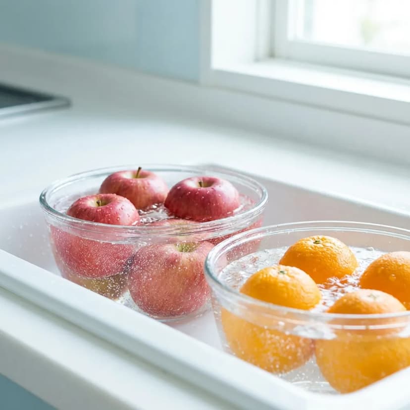 Fruits being cleaned with ozonated water
